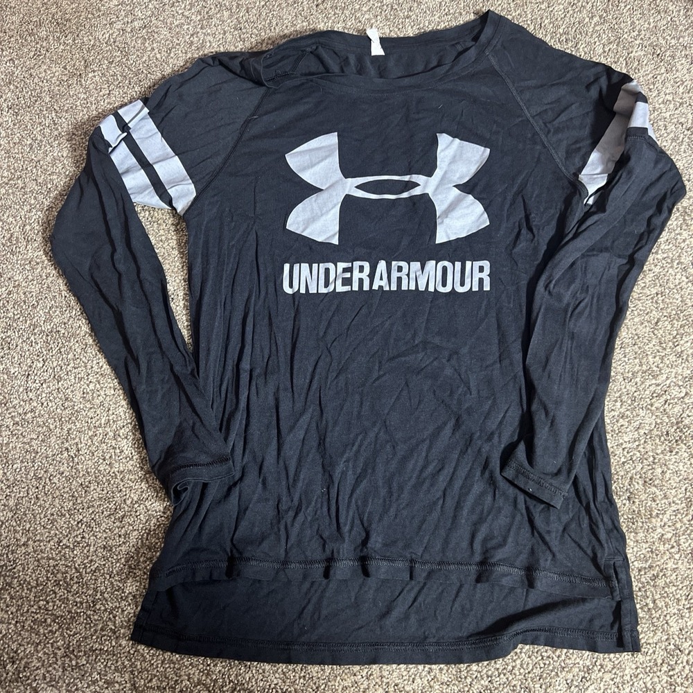 Under Armour Womens XS Loose Fit Long Sleeve Graphic Athletic Shirt Black